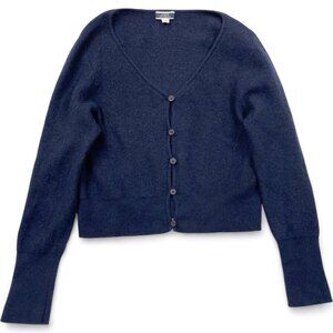 J. Crew Cashmere Button Cropped Cardigan Sweater Women's Large Navy Blue